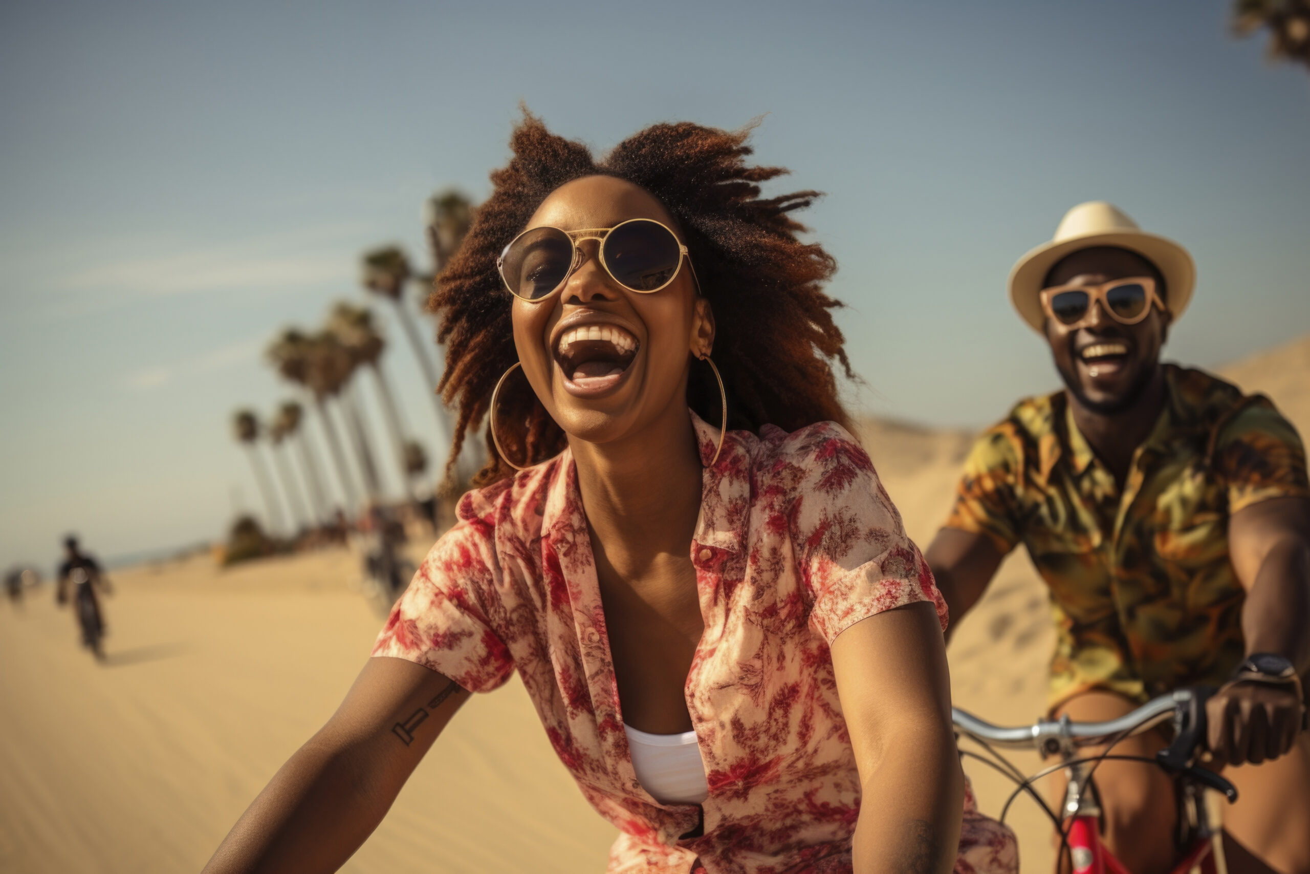 couple-riding-their-bikes-beach